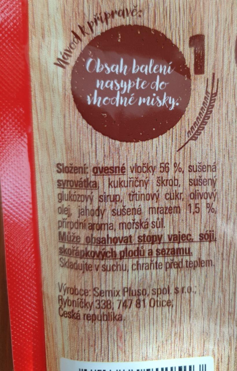 ovesná kaše s jahodami Crip Crop kalorie kJ a nutriční hodnoty