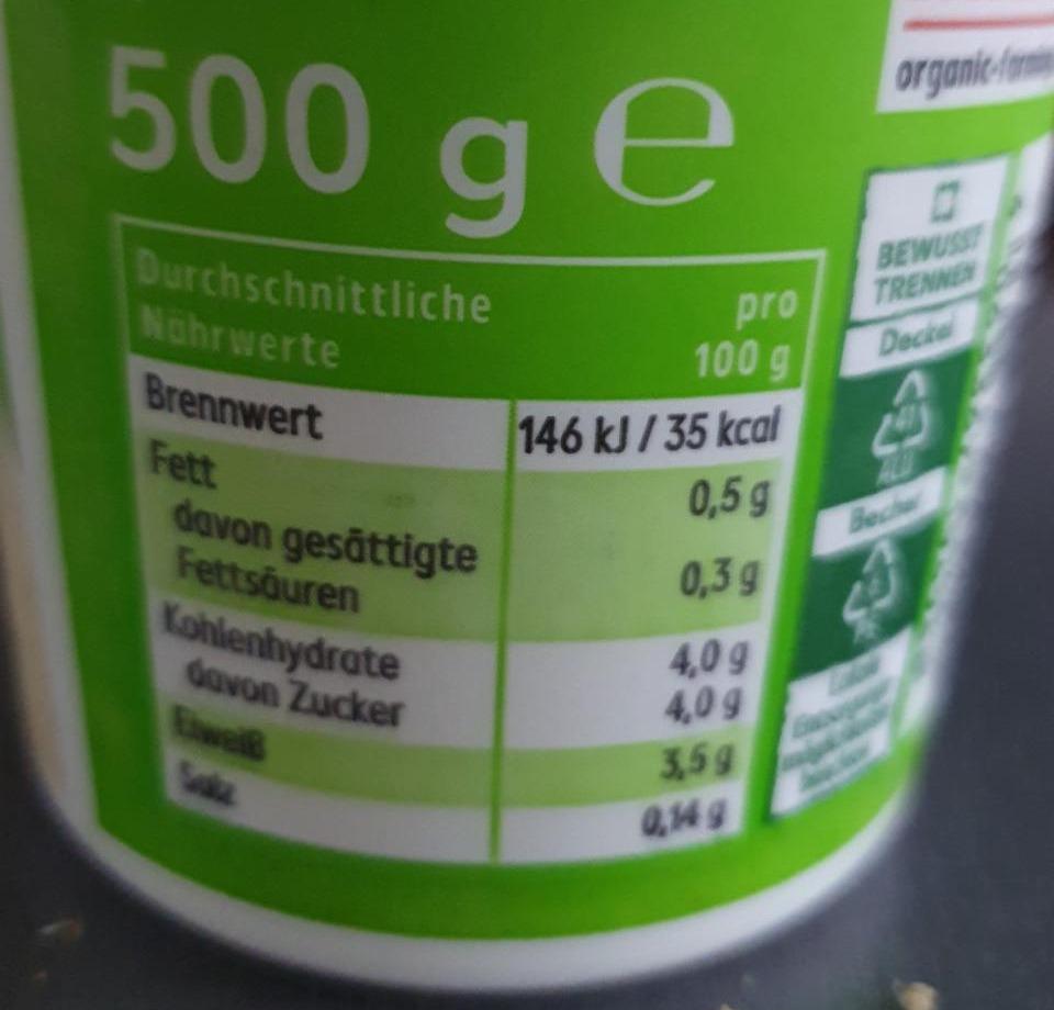 Bio Frische Buttermilch Fett K Bio Kalorie Kj A Nutri N Hodnoty