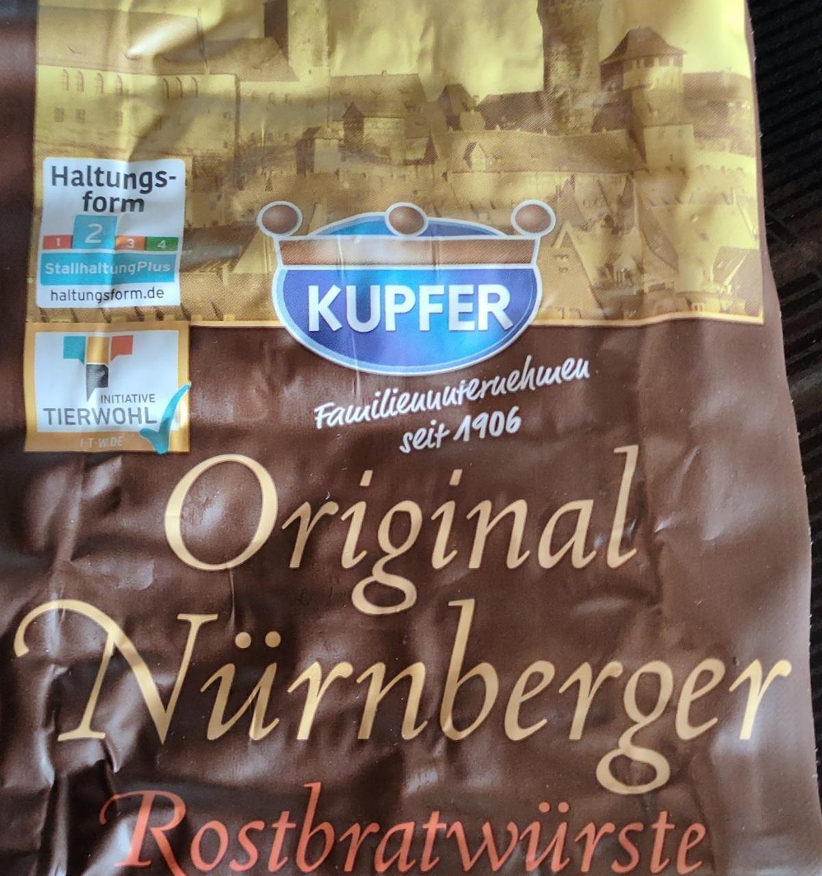 Original Nürnberger Rostbratwürste Kupfer kalorie kJ a nutriční