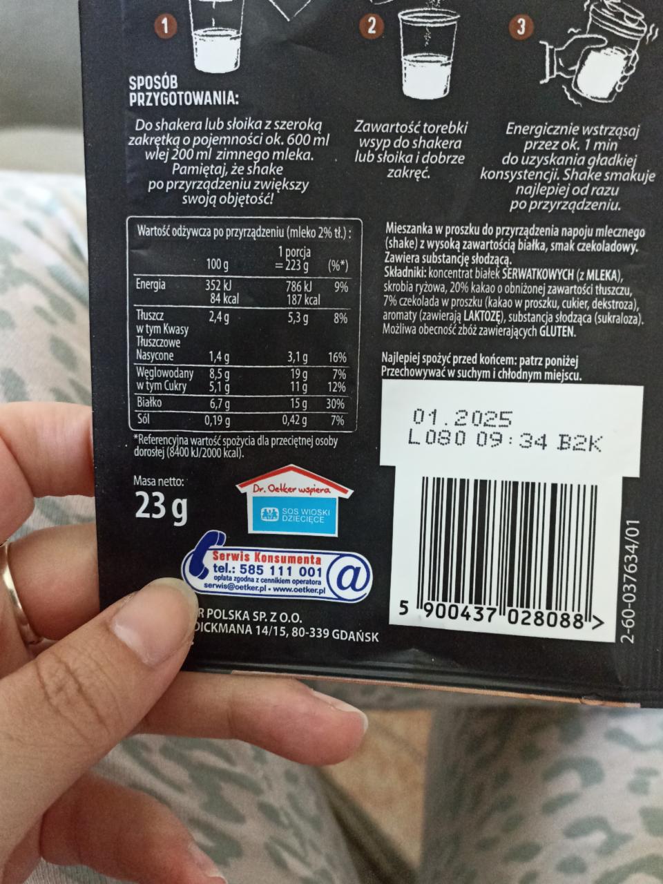 Protein Shake Smak Czekoladowy Dr Oetker Kalorie Kj A Nutri N