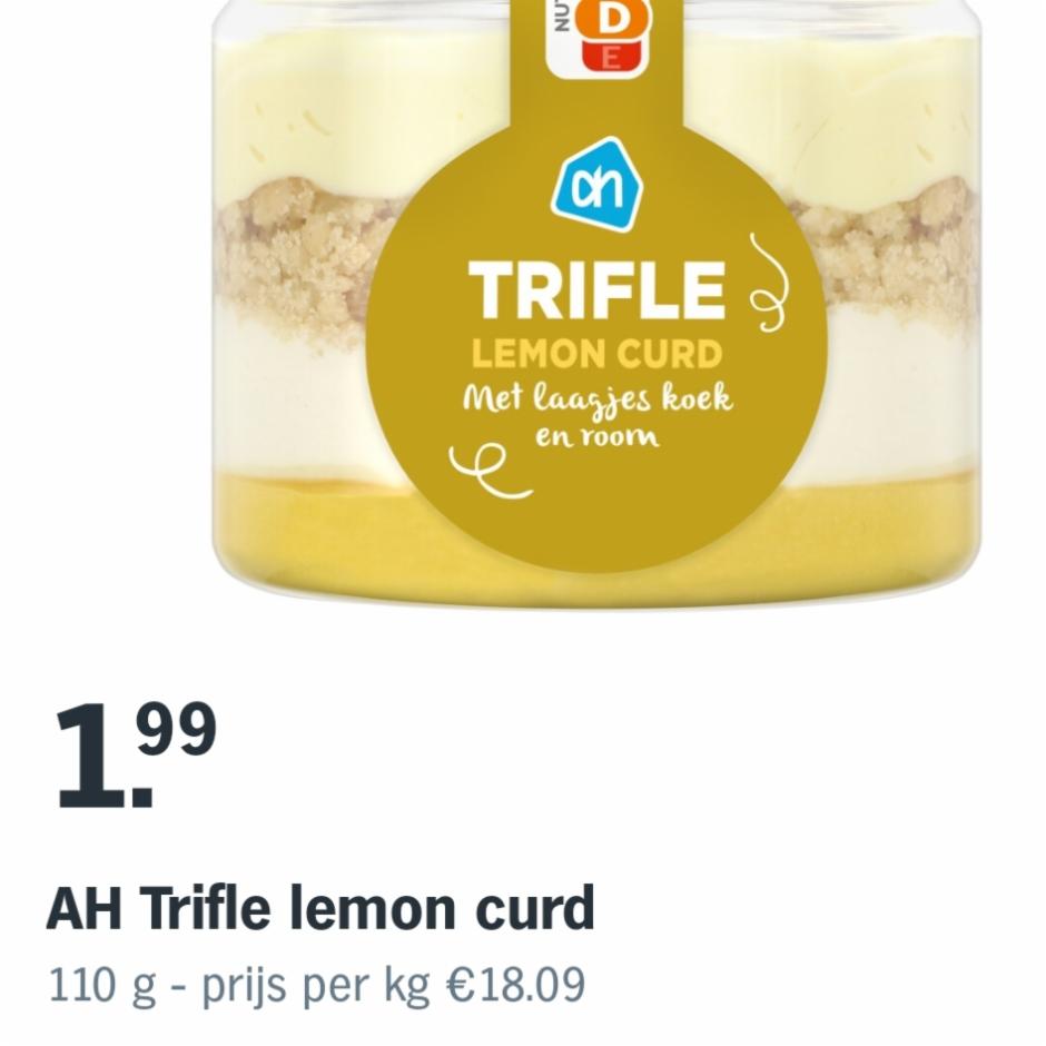 Trifle lemon curd Albert Heijn kalorie kJ a nutriční hodnoty