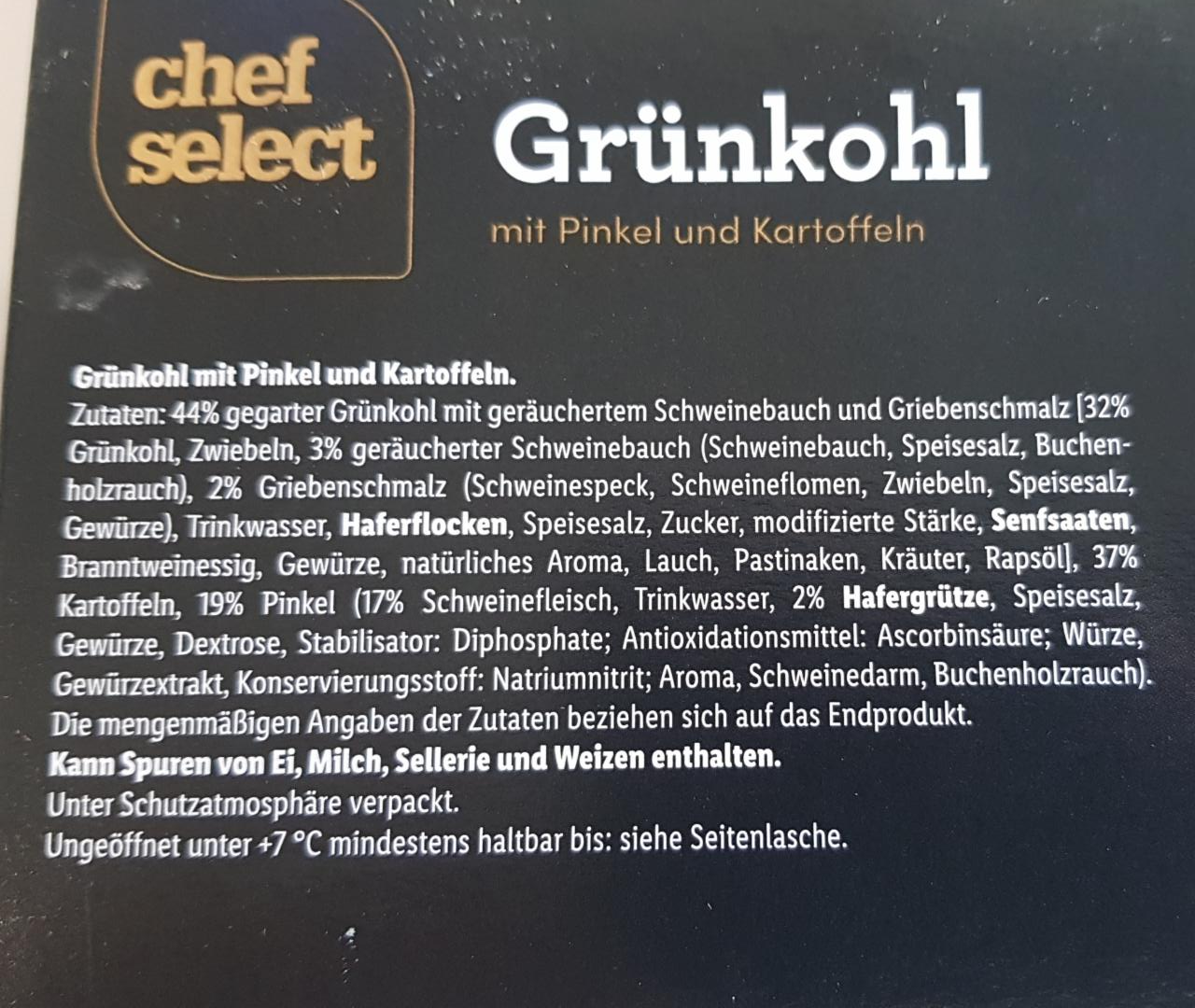 Gr Nkohl Mit Pinkel Und Kartoffeln Chef Select Kalorie Kj A Nutri N