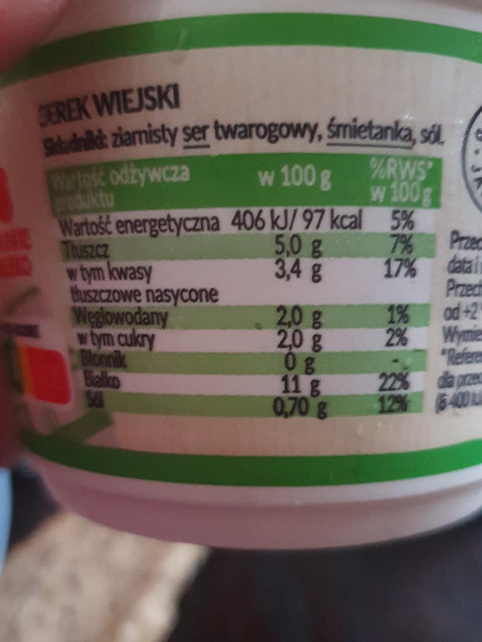 Serek Wiejski Klasyczny Delikate Kalorie Kj A Nutri N Hodnoty