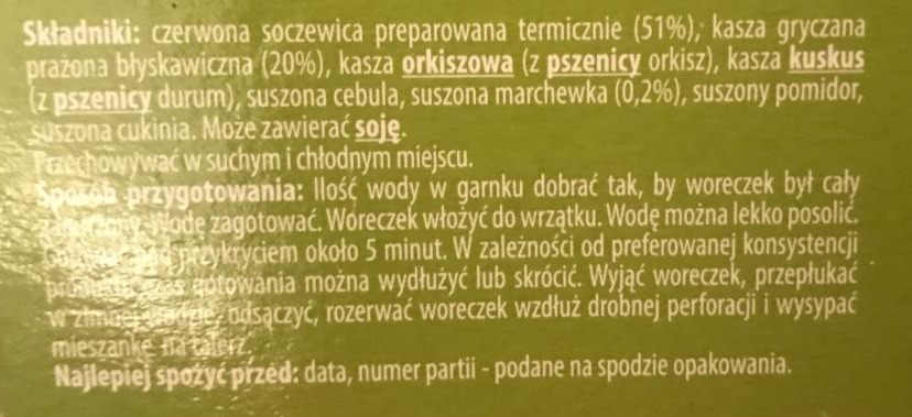 Natural Mix Express Czerwona Soczewica Kasza Gryczana Marchewka Plony