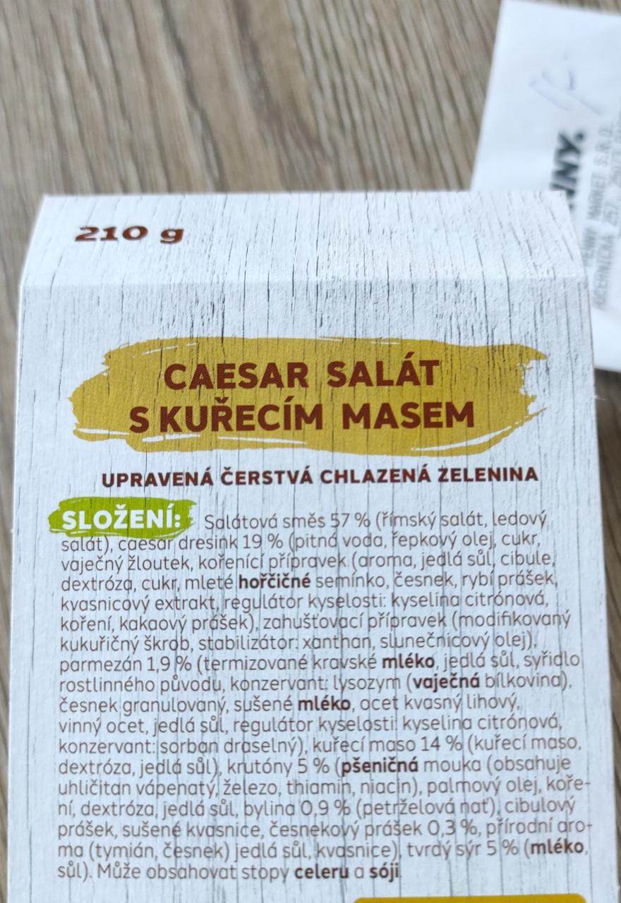 Caesar salát s kuřecím masem Polabská zelenina kalorie kJ a nutriční