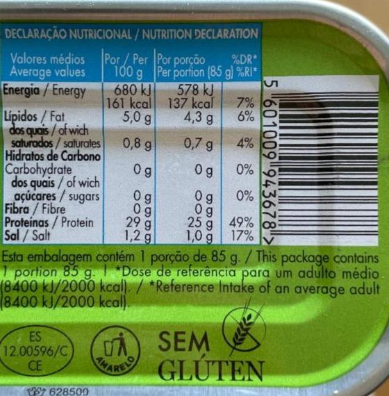 Filetes De Atum Em Azeite Pingo Doce Kalorie Kj A Nutri N Hodnoty