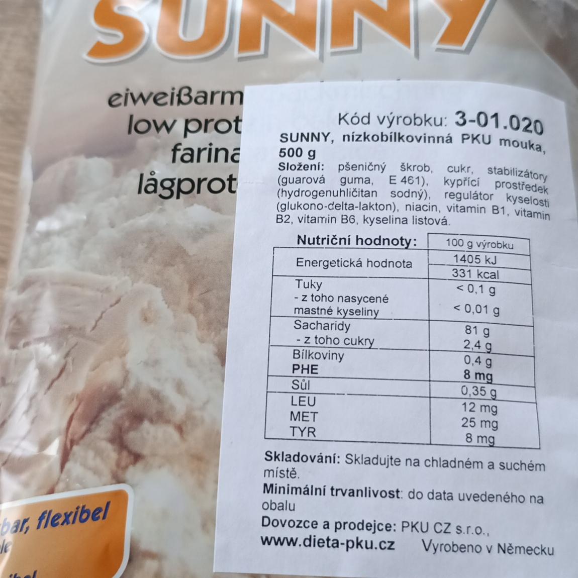 Fotografie - Nízkobílkovinná pku mouka Sunny