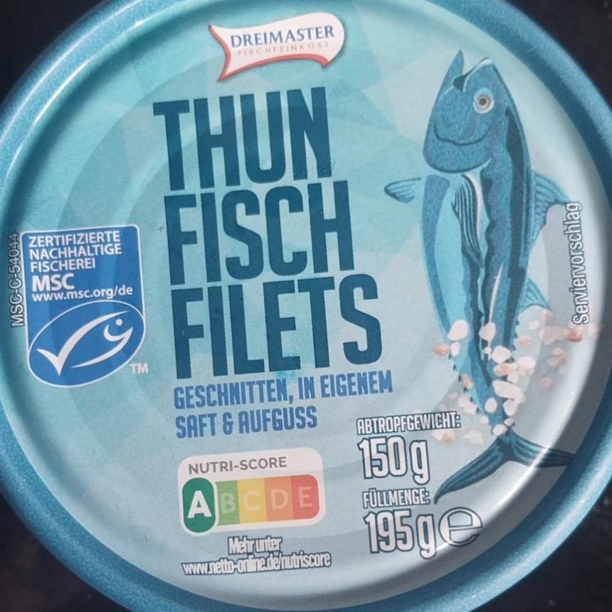 Fotografie - Thunfisch filets geschmitten, in eigenem saft & aufguss Dreimaster