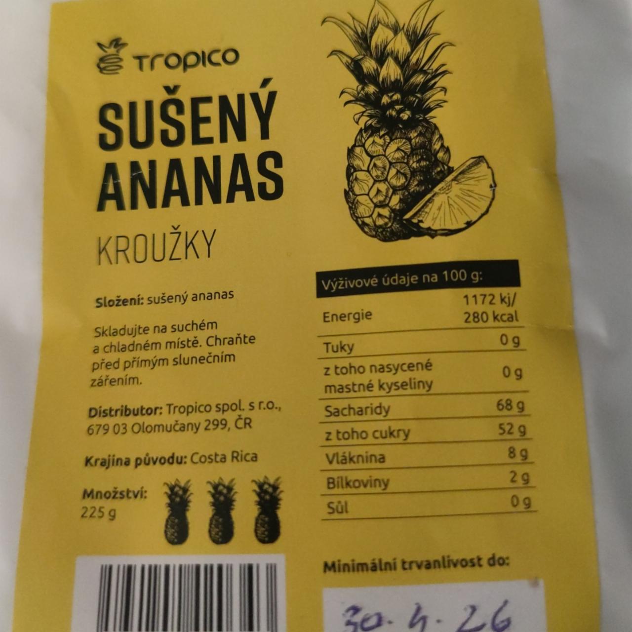 Fotografie - Sušený ananas kroužky Tropico