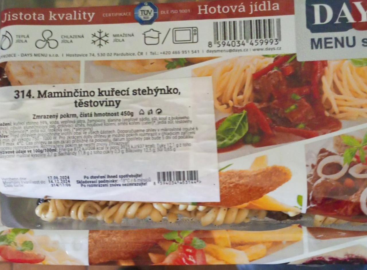 Fotografie - Maminčino kuřecí stehýnko, těstoviny Days menu