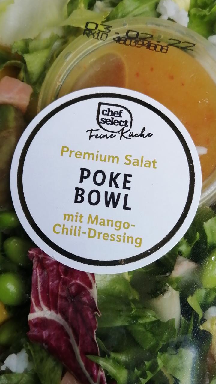 Premium Salat Poke Powl mit Mango-Chili-Dressing Chef Select - kalorie, kJ  a nutriční hodnoty
