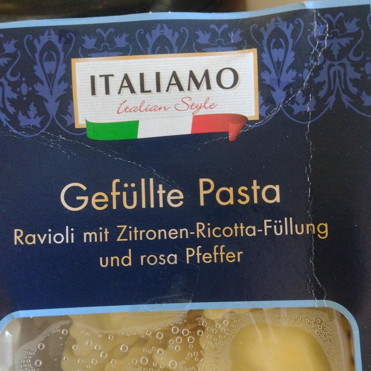 Gefüllte Pasta Ravioli mit Zitronen-Ricotta-Füllung Pfeffer - kJ und rosa kalorie, a Italiamo nutriční hodnoty