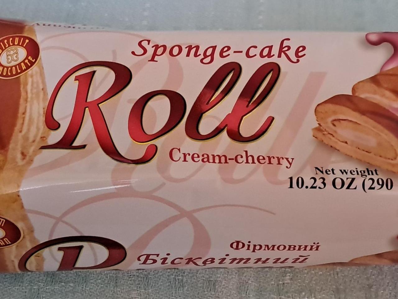 Fotografie - Sponge-cake roll cream-cherry Biscuit Chocolate