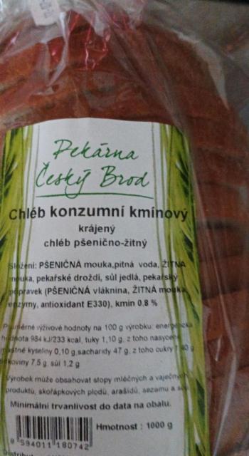 Fotografie - Chléb konzumní kmínový krájený pšenično-žitný Pekárna Český Brod
