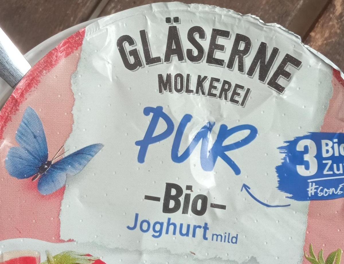 Fotografie - Pur bio joghurt mild erdbeere Gläserne Molkerei