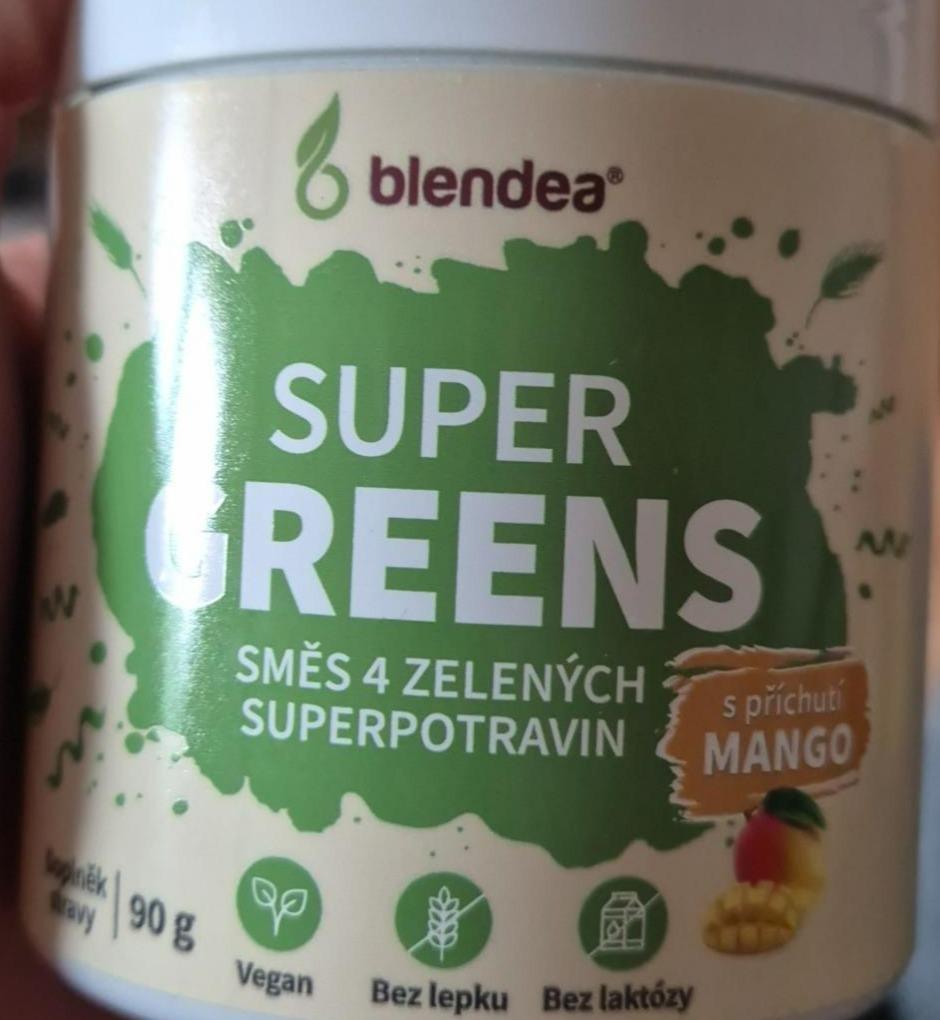 Fotografie - Super greens směs 4 zelených superpotravin s příchutí mango Blendea