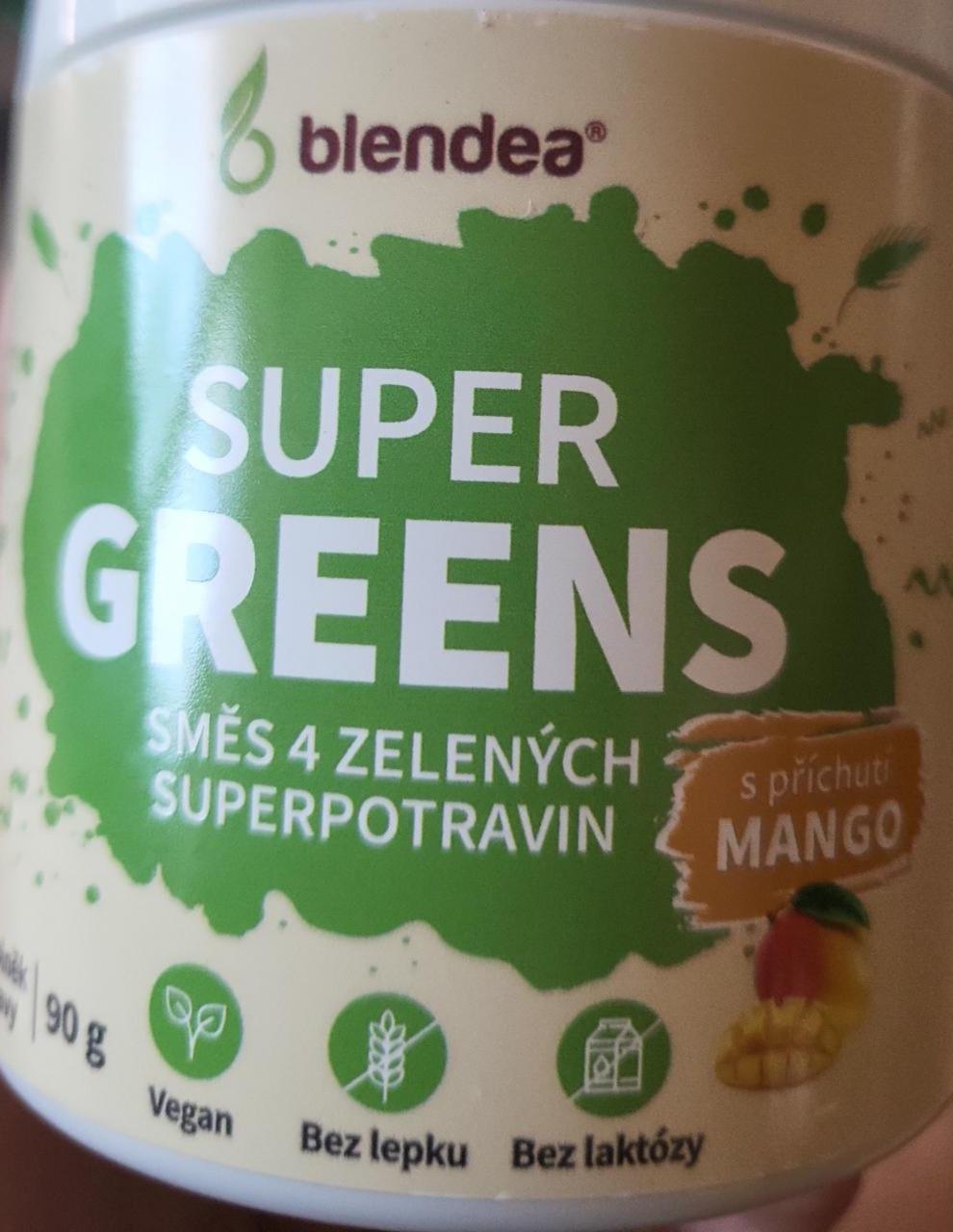 Fotografie - Super greens směs 4 zelených superpotravin s příchutí mango Blendea