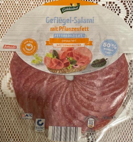 Geflügel-Salami mit Pflanzenfett (50% hodnoty kJ a nutriční weniger - Fett) kalorie