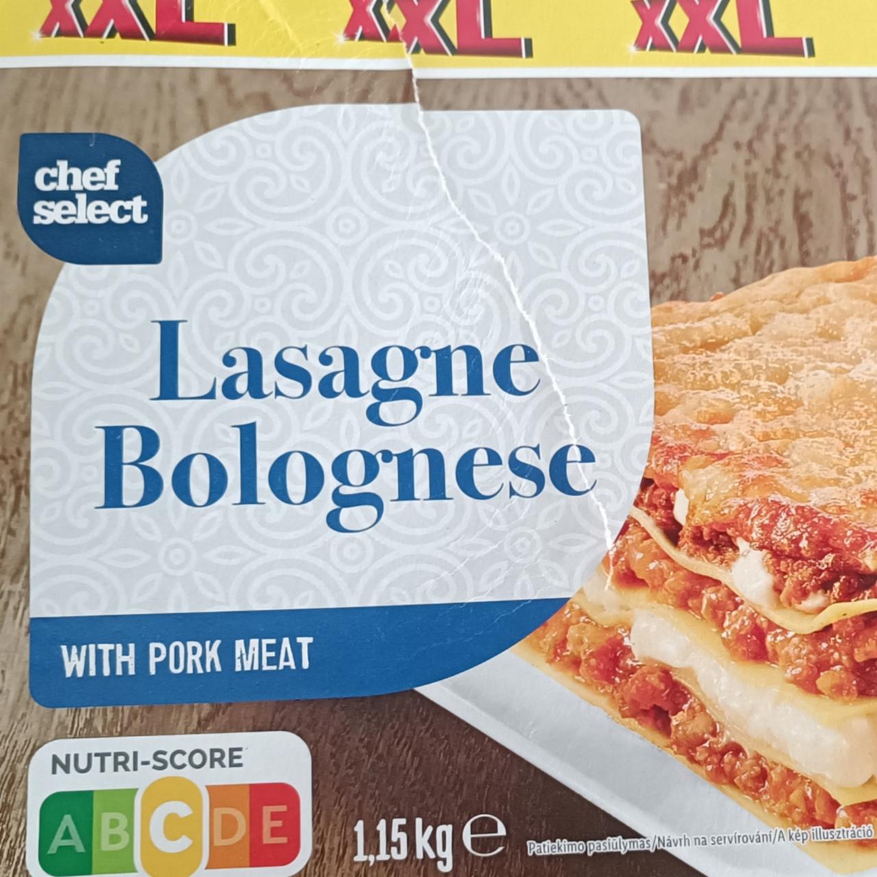 Lasagne Bolognese with pork Chef Select - kalorie, kJ a nutriční hodnoty