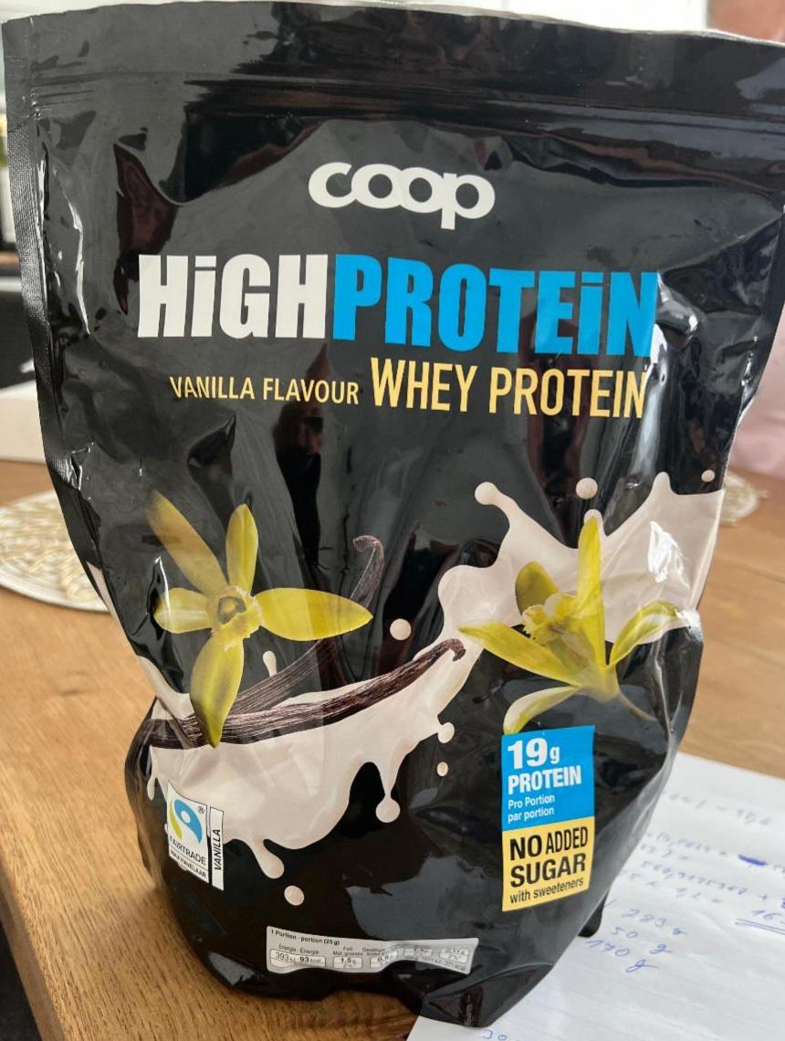 Fotografie - High protein vanilla flavour whey protein Coop