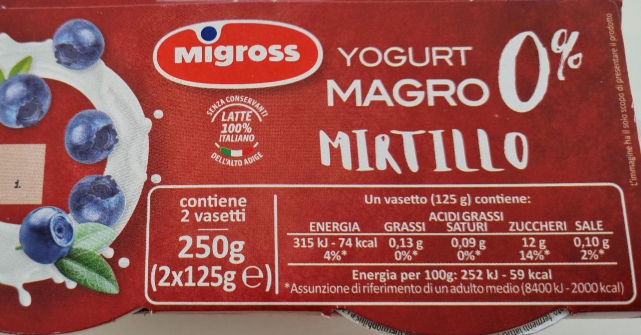 Fotografie - Yogurt magro mirtillo 0% Migross