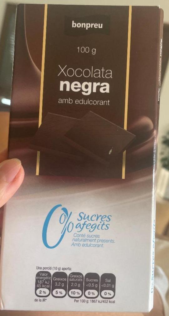 Fotografie - Xocolata negra amb edulcorat 0% sucres afegitd Bonpreu