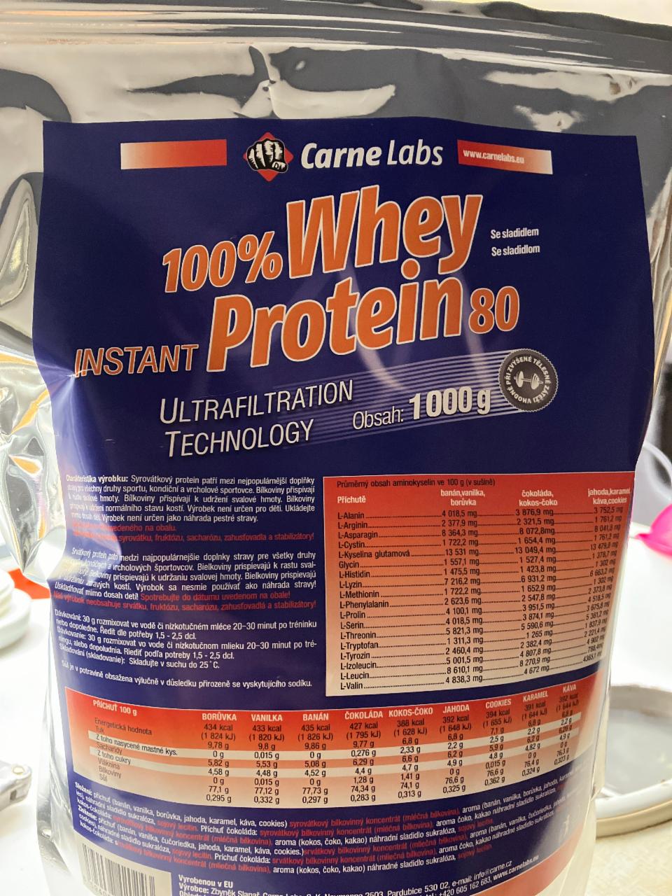 Fotografie - 100% whey instant protein 80 čokoláda-kokos Carne Labs