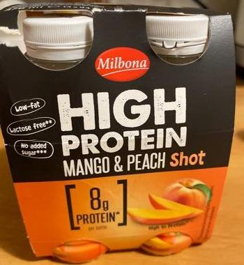 Fotografie - High protein mango & peach shot Milbona