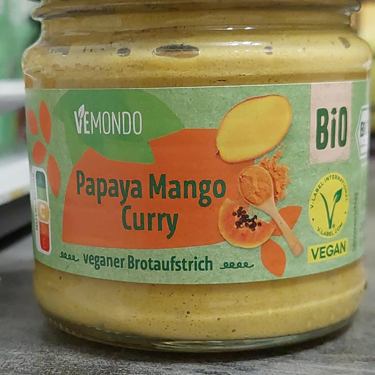 Fotografie - Papaya mango curry veganer brotaufstrich bio Vemondo