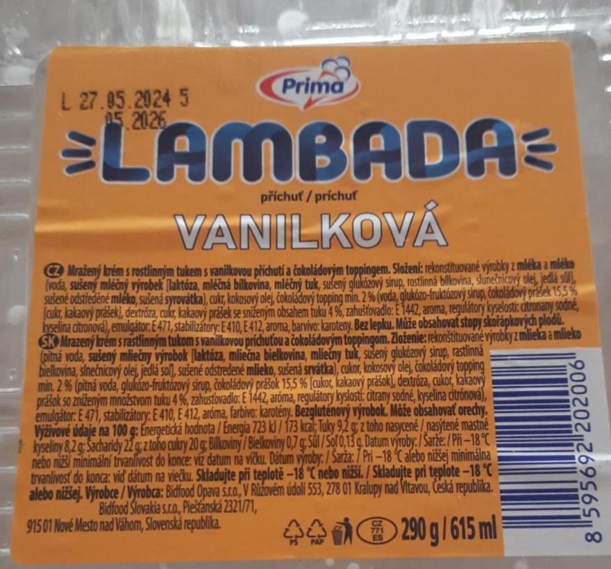 Fotografie - Lambáda příchuť vanilková Prima