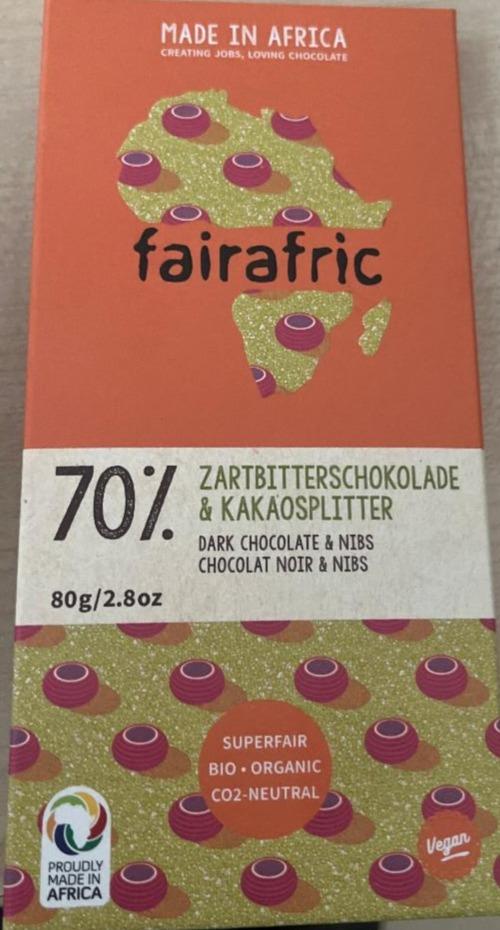 Fotografie - 70% Zartbitterschokolade & kakaosplitter Fairafric