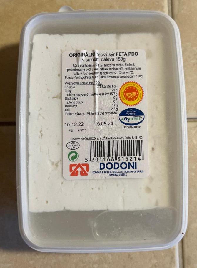 Fotografie - Originální řecký sýr Feta PDO v solném nálevu Dodoni