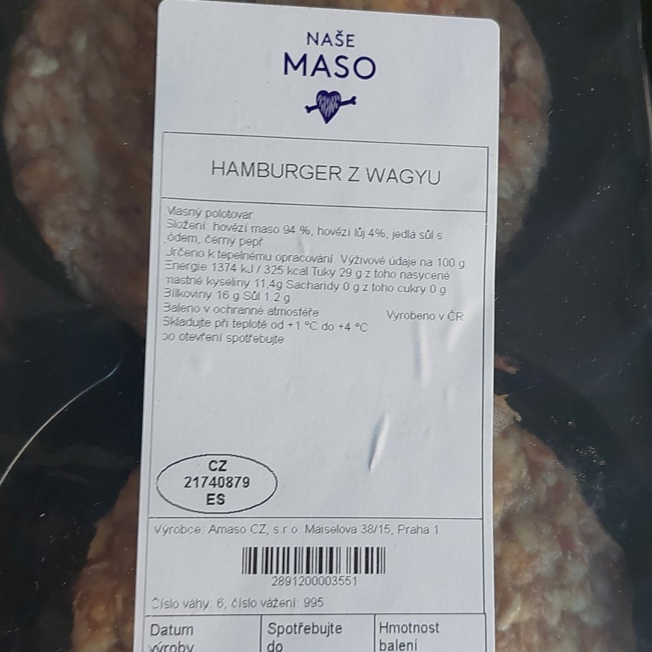 Fotografie - Hamburger z wagyu Naše maso