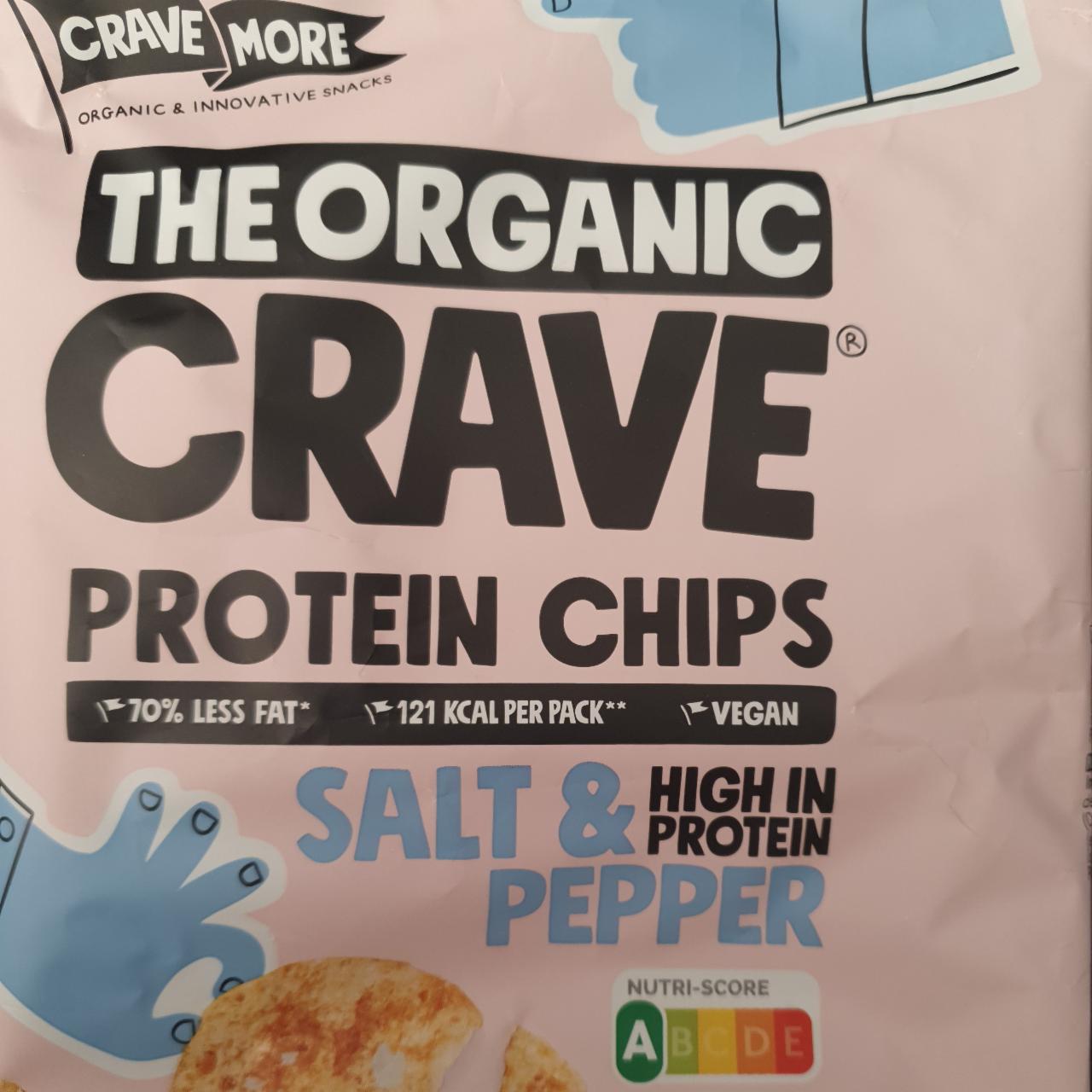 Fotografie - The organic crave protein chips salt & pepper Crave more