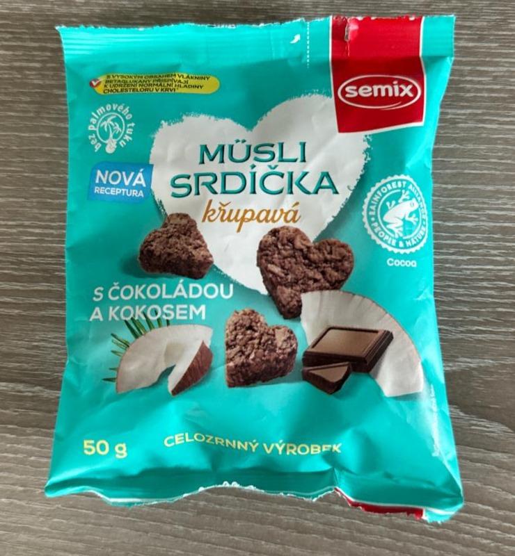 Fotografie - Müsli srdíčka křupavá s čokoládou a kokosem Semix