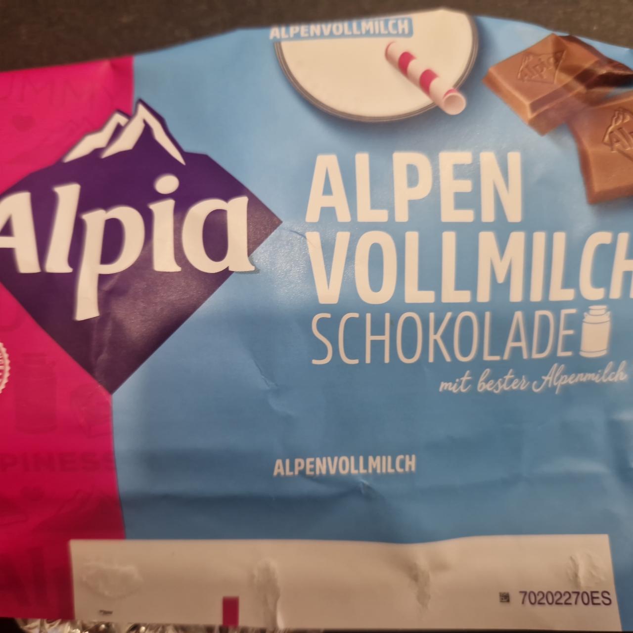 Fotografie - Alpen vollmilch schokolade Alpia