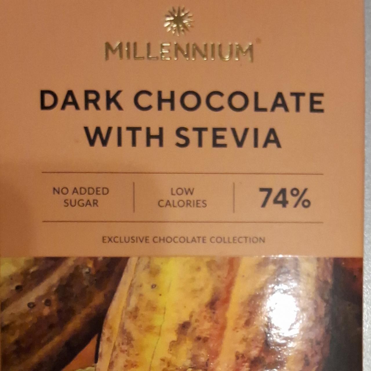 Fotografie - Dark chocolate with stevia 74% Millenium