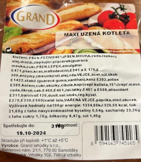 Fotografie - Maxi uzená kotleta Grand