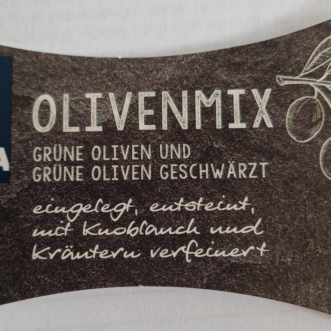 Fotografie - Olivenmix Grüne Oliven und Grüne Oliven geschwärzt Edeka