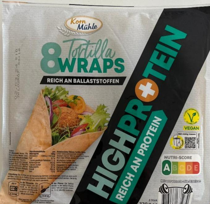 Fotografie - 8 Tortilla wraps highprotein Korn Mühle