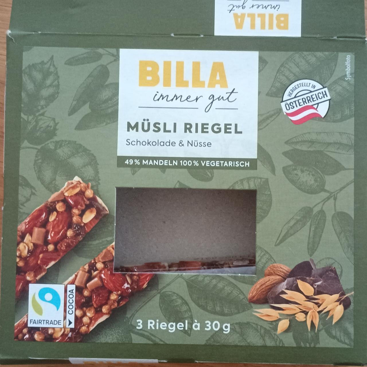 Fotografie - Müsli riegel schokolade & nüsse Billa