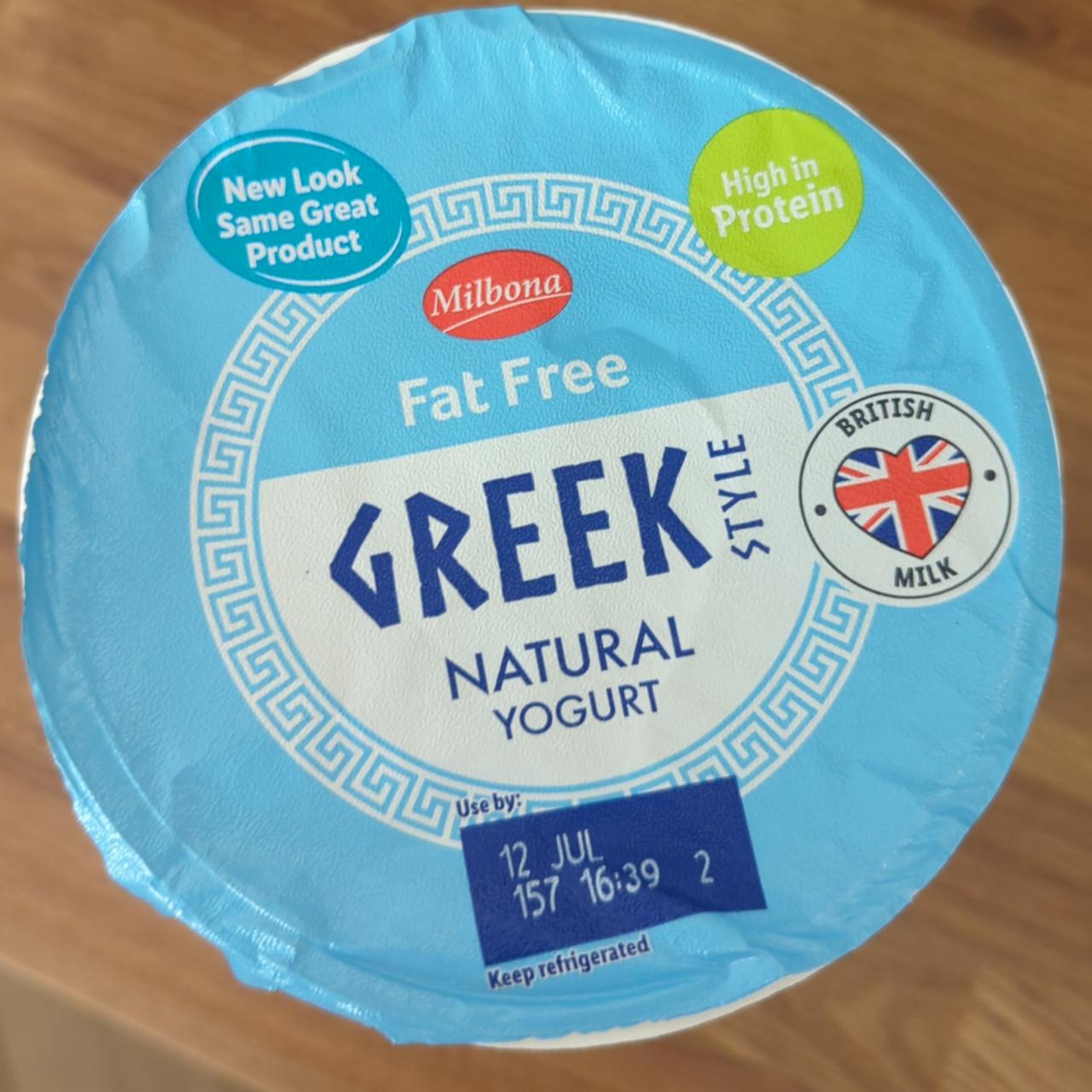 Fotografie - Fat free greek style natural yogurt Milbona