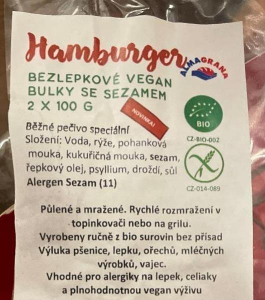 Fotografie - Hamburger bezlepkové vegan bulky se sezamem Almagrana