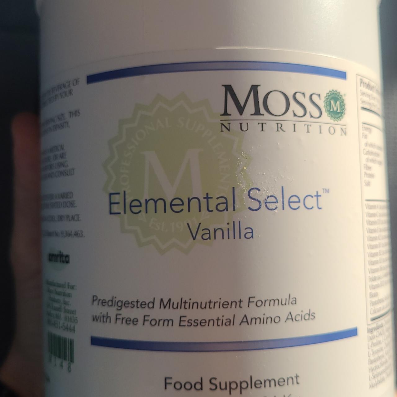 Fotografie - Elemental select vanilla Moss Nutrition