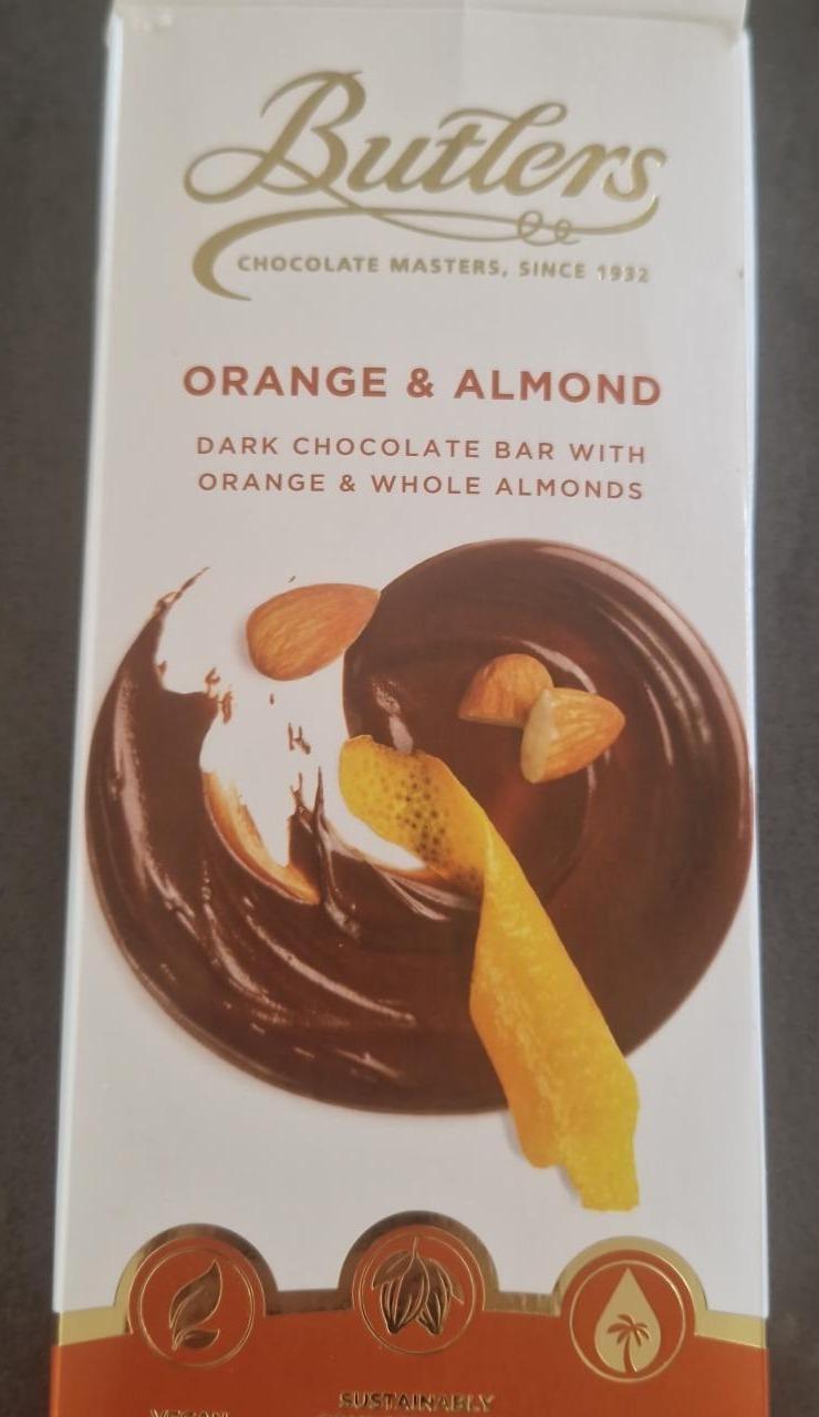 Fotografie - Dark chocolate bar orange & almond Butlers