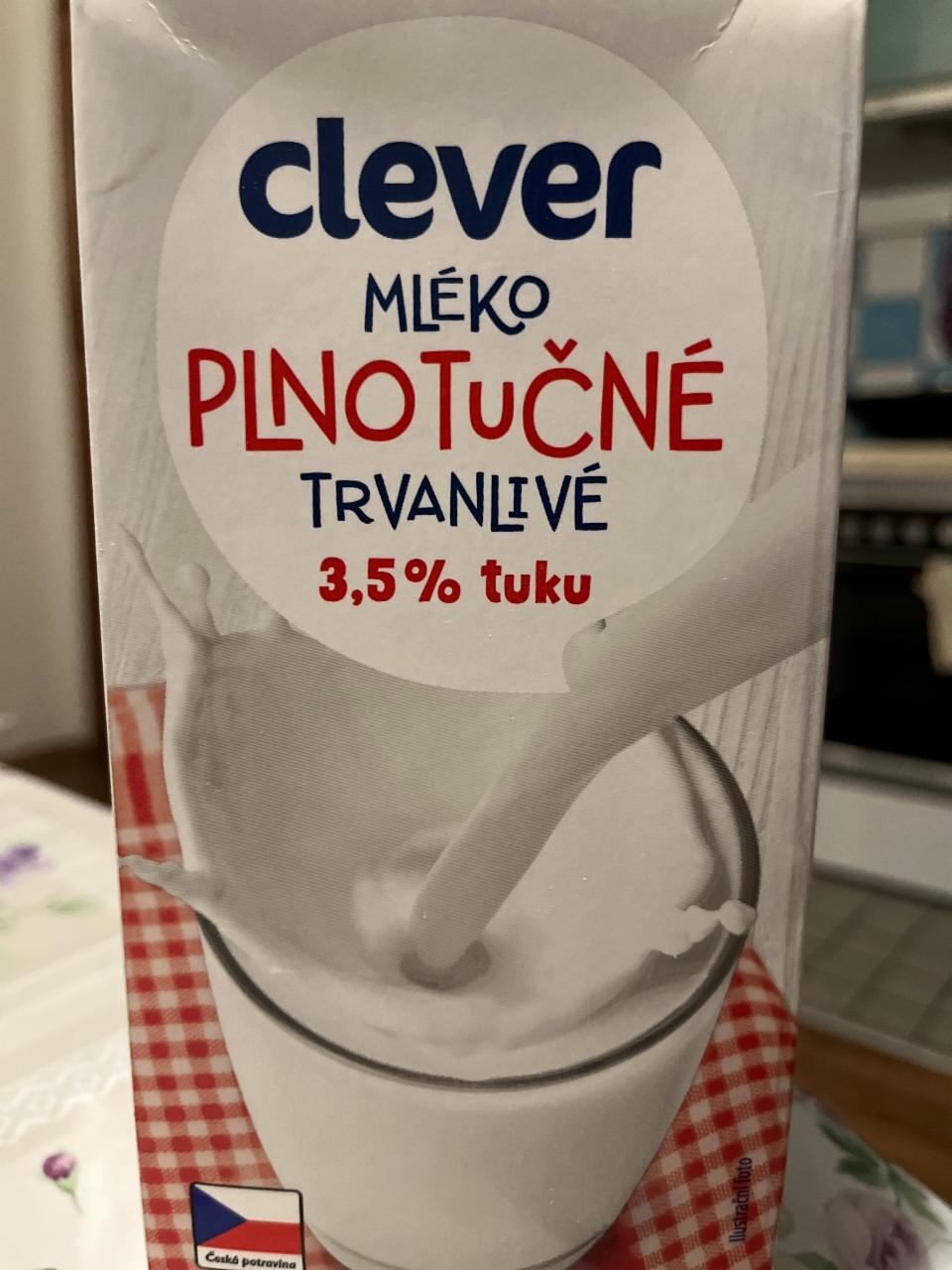 Fotografie - Mléko Plnotučné trvanlivé 3,5% tuku Clever