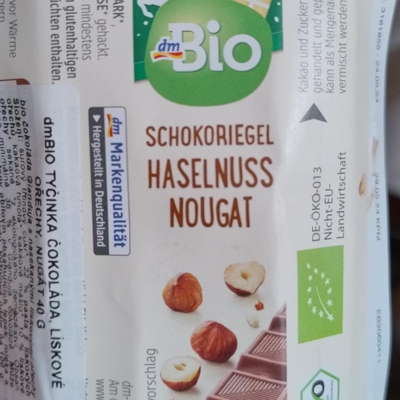 Fotografie - Schokoriegel haselnuss nougat dmBio