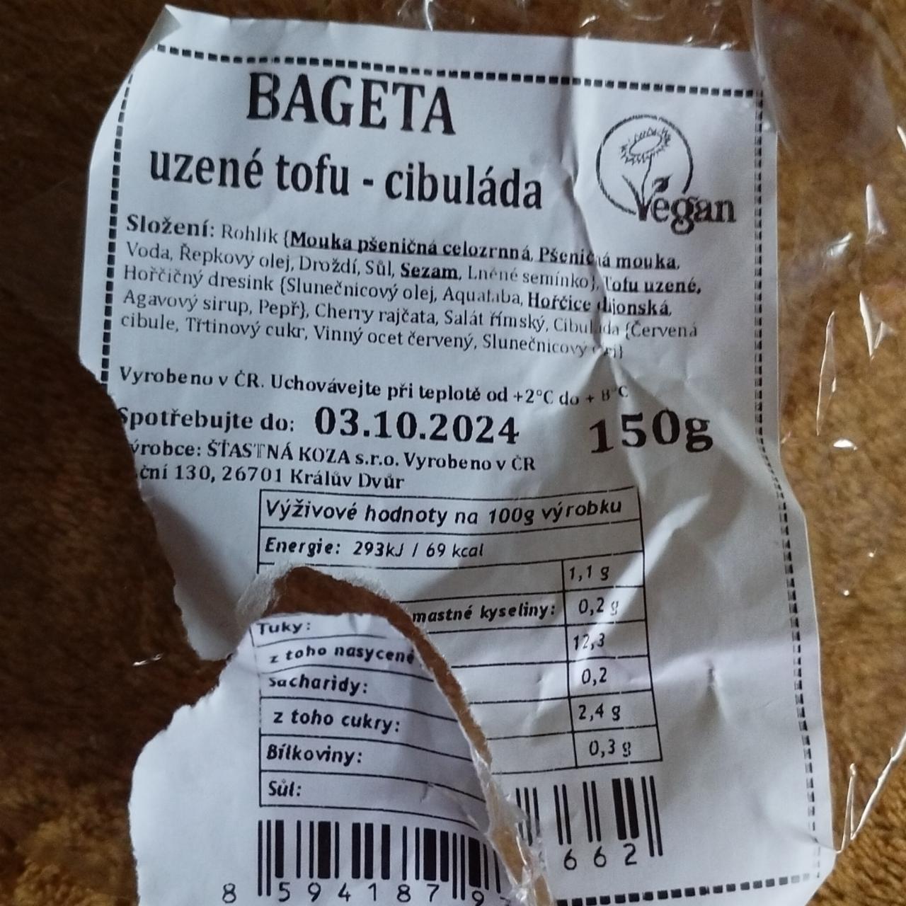 Fotografie - Bageta uzené tofu - cibuláda Šťastná koza