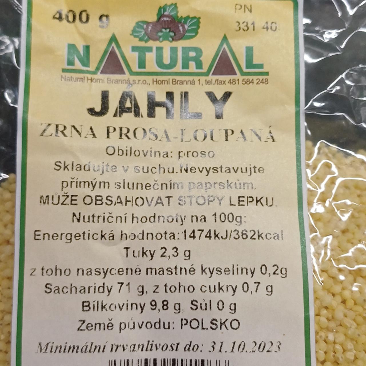 Fotografie - Jáhly zrna prosa-loupaná Natural Horní Branná