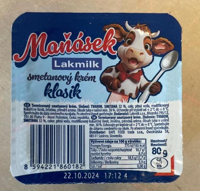 Fotografie - Maňásek smetanový krém klasik Lakmilk